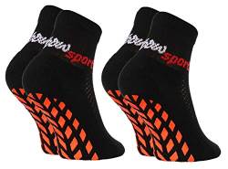 Rainbow Socks - Jungen Mädchen Neon Sneaker Sport Stoppersocken - 2 Paar - Schwarz - Größen 30-35 von Rainbow Socks