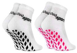 Rainbow Socks - Jungen Mädchen Neon Sneaker Sport Stoppersocken - 2 Paar - Weiß - Größen 24-29 von Rainbow Socks