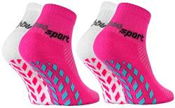 Rainbow Socks - Jungen Mädchen Neon Sneaker Sport Stoppersocken - 2 Paar - Weiß Rosa - Größen 30-35 von Rainbow Socks