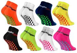 Rainbow Socks - Jungen Mädchen Neon Sneaker Sport Stoppersocken - 8 Paar - Mehrfarbig - Größen 24-29 von Rainbow Socks