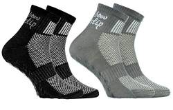 Rainbow Socks - Jungen Mädchen Sneaker Baumwolle Antirutsch Sport Stoppersocken - 2 Paar - Schwarz Grau - Größen 24-29 von Rainbow Socks
