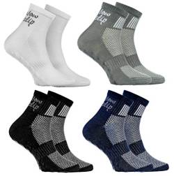 Rainbow Socks - Jungen Mädchen Sneaker Baumwolle Antirutsch Sport Stoppersocken - 4 Paar - Weiß Grau Blau Schwarz - Größen 30-35 von Rainbow Socks