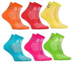 Rainbow Socks - Jungen Mädchen Sneaker Baumwolle Antirutsch Sport Stoppersocken - 6 Paar - Orange Rot Gelb Blau Grün Rosa - Größen 24-29 von Rainbow Socks