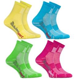 Rainbow Socks - Jungen Mädchen Sneaker Bunte Baumwolle Sport Socken - 4 Paar - Gelb Türkis Grün Rosa - Größen 24-29 von Rainbow Socks