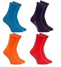 Rainbow Socks - Jungen und Mädchen Bunt Socken Baumwolle - 4 Paar Multipack - Jeans Violett Orange Rot - Größen 30-35 von Rainbow Socks