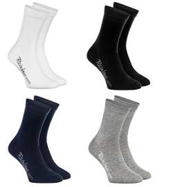 Rainbow Socks - Jungen und Mädchen Bunt Socken Baumwolle - 4 Paar Multipack - Weiß Grau Dunkelblau Schwarz - Größen 24-29 von Rainbow Socks