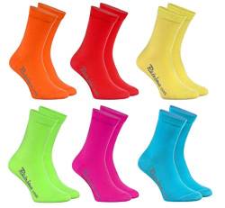 Rainbow Socks - Jungen und Mädchen Bunt Socken Baumwolle - 6 Paar Multipack - Orange Rot Gelb Blau Grun Rosa - Größen 24-29 von Rainbow Socks