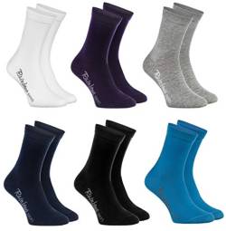 Rainbow Socks - Jungen und Mädchen Bunt Socken Baumwolle - 6 Paar Multipack - Weiß Violett Grau Dunkelblau Schwarz Jeans - Größen 30-35 von Rainbow Socks