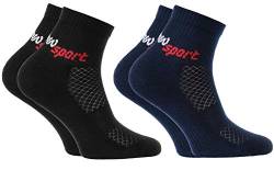 Rainbow Socks - Jungen und Mädchen Neon Sneaker Sportsocken - 2 Paar - Schwarz Blau - Größen 30-35 von Rainbow Socks