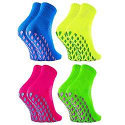 Rainbow Socks - Mädchen Neon Sneaker Sport Brokaten Stoppersocken - 2 Paar - Gelb Grüne Fuchsia Kornblume - Größen 30-35 von Rainbow Socks