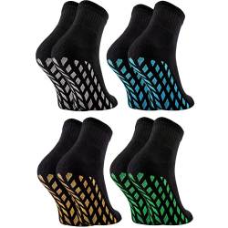 Rainbow Socks - Mädchen Neon Sneaker Sport Brokaten Stoppersocken - 2 Paar - Schwarz+Silber Blau Golden Grün ABS - Größen 30-35 von Rainbow Socks