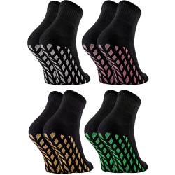 Rainbow Socks - Mädchen Neon Sneaker Sport Brokaten Stoppersocken - 2 Paar - Schwarz+Silber Rosa Golden Grün ABS - Größen 30-35 von Rainbow Socks
