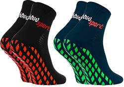 Rainbow Socks - Neo ABS Sport Socks - Damen Herren Neon Sneaker Sport Stopper Socken - 2 Paar - Blau Schwarz - Größen 42-43 von Rainbow Socks