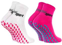 Rainbow Socks - Neo ABS Sport Socks - Damen Herren Neon Sneaker Sport Stopper Socken - 2 Paar - Rosa, Weiß + Rosa ABS - Größen 39-41 von Rainbow Socks