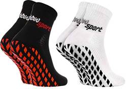 Rainbow Socks - Neo ABS Sport Socks - Damen Herren Neon Sneaker Sport Stopper Socken - 2 Paar - Schwarz Weiß + Schwarz ABS - Größen 36-38 von Rainbow Socks