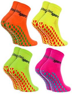 Rainbow Socks - Neo ABS Sport Socks - Damen Herren Neon Sneaker Sport Stopper Socken - 4 Paar - Orange Grün Gelb Rosa - Größen 36-38 von Rainbow Socks