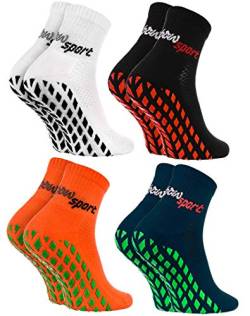 Rainbow Socks - Neo ABS Sport Socks - Damen Herren Neon Sneaker Sport Stopper Socken - 4 Paar - Weiß Schwarz Orange Blau - Größen 36-38 von Rainbow Socks