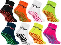 Rainbow Socks - Neo ABS Sport Socks - Damen Herren Neon Sneaker Sport Stopper Socken - 8 Paar - Mehrfarbig - Größen 44-46 von Rainbow Socks
