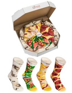 Rainbow Socks - Pizza Socks Box - Damen Herren Pizza Socken Box Mix Italienische Hawaii Pepperoni - 4 Paar - Größen 47-50 von Rainbow Socks