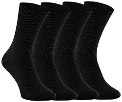 Rainbow Socks - Premium Damen Herren Diabetiker Socken Ohne Gummibund - 4 Paar - Schwarz - Größen 42-43 von Rainbow Socks