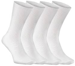 Rainbow Socks - Premium Damen Herren Diabetiker Socken Ohne Gummibund - 4 Paar - Weiß - Größen 39-41 von Rainbow Socks