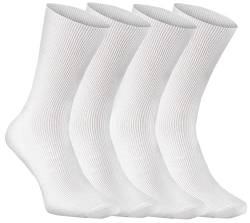 Rainbow Socks - Premium Damen Herren Diabetiker Socken Ohne Gummibund - 4 Paar - Weiß - Größen 42-43 von Rainbow Socks