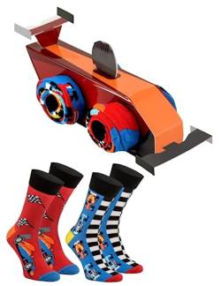 Rainbow Socks - Race Car Box Socks - Damen Herren Race Car Rennauto Gokart Socken Box - Novelty Geschenk für Fans von Schneller Autos Rennsport - 2 Paar - Größen EU 36-40 von Rainbow Socks