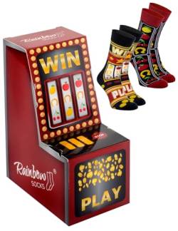 Rainbow Socks - Slot Machine Socks - Einarmiger Bandit Socken - Herren Damen Novelty Socks - Socken Box Geschenk - Ein Geschenk für Fans von Casino, Las Vegas - 2 Paar - Größen 36-40 von Rainbow Socks