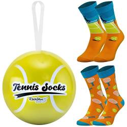 Rainbow Socks – Tennissocken In Einem Ball – Für Sportfans, Lustiges Geschenk Für Tennisfans, Ein Gadget Für Tennisspieler Und -Spielerinnen - 2 Paar - Größe 36-40 von Rainbow Socks