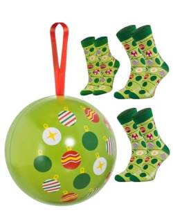 Rainbow Socks – Weihnachtssocken in Weihnachtskugeln für Sie, Ihn und Kind - Hellgrün - 3 Paar - 36-40, 41-46, 24-29 von Rainbow Socks