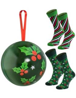 Rainbow Socks – Weihnachtssocken in Weihnachtskugeln für sie und für ihn - Dunkelgrün - 2 Paar - 41-46 von Rainbow Socks