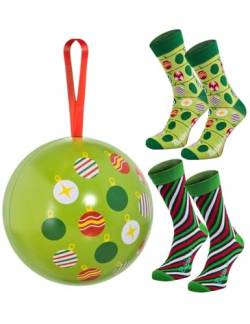 Rainbow Socks – Weihnachtssocken in Weihnachtskugeln für sie und für ihn - Hellgrün - 2 Paar - 41-46 von Rainbow Socks