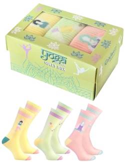 Rainbow Socks - Yoga Socks Box - Damen Mädchen Pastellfarben Lustige Pilates Yoga Socken - Novelty Geschenk Socken für Yoga Pliates Gymnastik -fans - 3 Paar - Größen EU 36-40 von Rainbow Socks