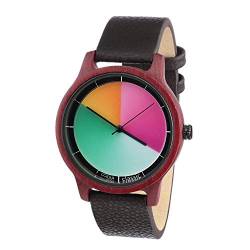 Rainbow Watch - Cool Wood Purple Heart Classic Unisex Armbanduhr Quarz, Colorchanging Echtlederarmband Dunkelbraun von Rainbow Watch