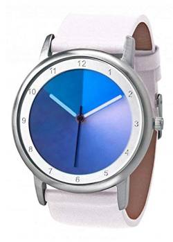 Rainbow Watch Unisex Uhr Quarz Avantgardia Blues mit weißem Echtleder Armband von Rainbow e-motion of color