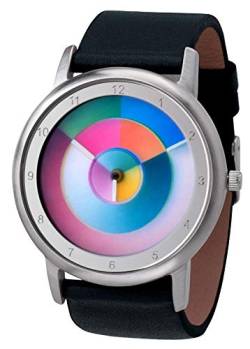 Rainbow Avantgardia Hurry Unisex Quarzuhr, Armband:schwarzes Echtlederarmband von Rainbow emotion of colours