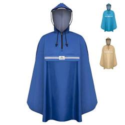 Rainrider Regenponcho (Royal Blue), Regenponcho blau für's Fahrrad, Regenbekleidung mit Kapuze inkl. Sichtfenster, Regencape Fahrrad inkl. Reflexionsstreifen - Regenmantel Männer und Frauen von Rainrider