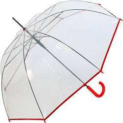 Regenschirm Durchsichtig Transparent Mit Einfassband Rot von Rainy Days