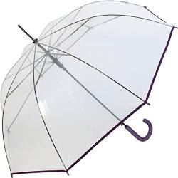 Regenschirm Transparent Durchsichtig Long Automatik Clear, Farbevariante: violett von Rainy Days