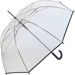 Regenschirm Transparent Durchsichtig Long Automatik Clear, Farbevariante:dunkelblau von Rainy Days