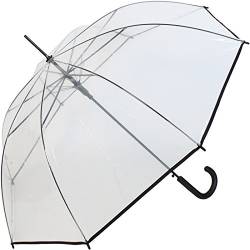 Regenschirm durchsichtig transparent mit Einfassband Griff schwarz von Rainy Days