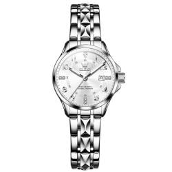 Raitown Uhren Damen Edelstahl Wasserdicht Diamant Analog Quarz Uhr Stylisch Lässig Silber Schwarz Gold Kleines Zifferblatt Damenuhr von Raitown