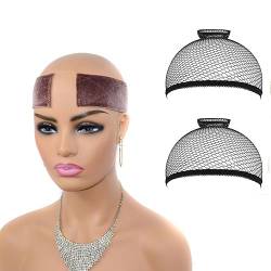 Raixleb Haarnetz Lace Haarband für Perücke Stirnband Wig Grip Verstellbar Stirnband Gute Elastizität Bequem und Weich Perückenband 2 Haarnetz Rutschfest für Frau Hellbraun von Raixleb