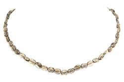 Rajasthan Gems Schöne einreihige Halskette mit natürlichen braunen Rauchquarz-Perlen und Steinen, 43,7 cm, Stein, Rauchtopas von Rajasthan Gems