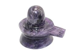 Rajasthan Gems Shivling Sphatik Statue Shiv Lingam Amethyst Hindu, religiöser Pooja, handgefertigt, B218, S, Stein, Amethyst von Rajasthan Gems