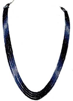 Rajasthan Gems Wunderschöne Halskette mit 4 Perlen, 115,00 Karat, echter blauer Saphir, Diamantschliff, Edelstein, Saphir von Rajasthan Gems