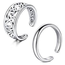 Rajnard Zehenring Knöchelring Chirurgischer Stahl Verstellbarer Bandring Fingergelenk Fußringe Für Frauen Mädchen Silber 2St. Set 2 von Rajnard