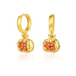 Rajputana Pomegranate Earrings Vergoldeter roter Granatapfel ohrringe Gold Anhänger, Golden Drop Earrings Schmuck für Frauen und Mädchen von Rajputana