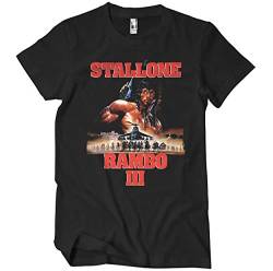 Rambo Offizielles Lizenzprodukt III Poster Herren T-Shirt (Schwarz), Large von Rambo