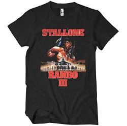 Rambo Offizielles Lizenzprodukt III Poster Herren T-Shirt (Schwarz), X-Large von Rambo
